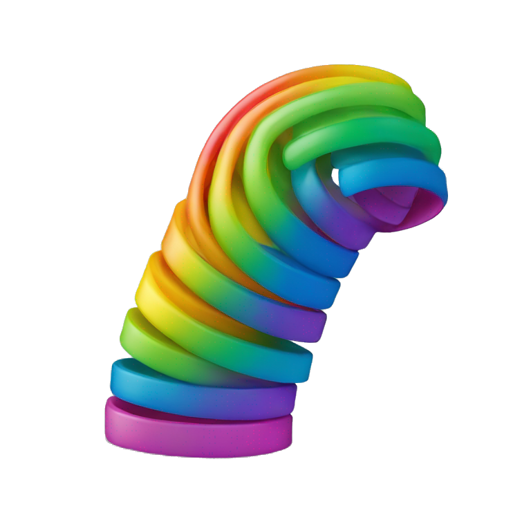 rainbow coloured plastic slinky emoji