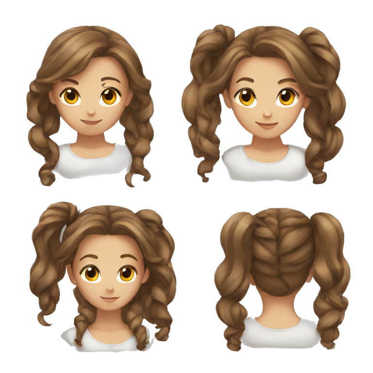 girl with brown hair and tied hair emoji