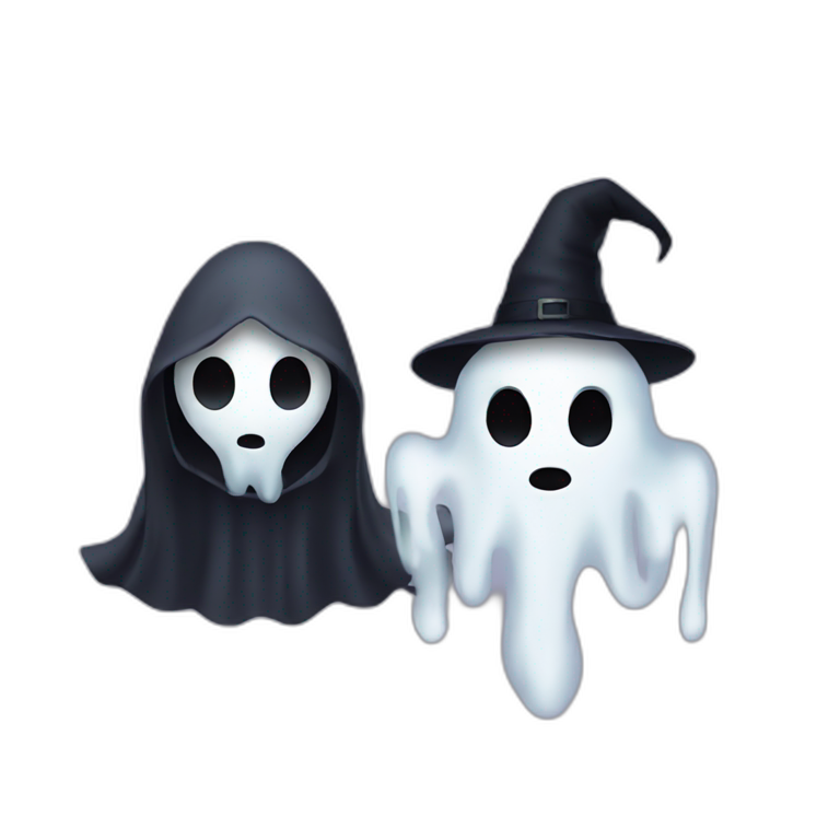 A ghost and a witch emoji