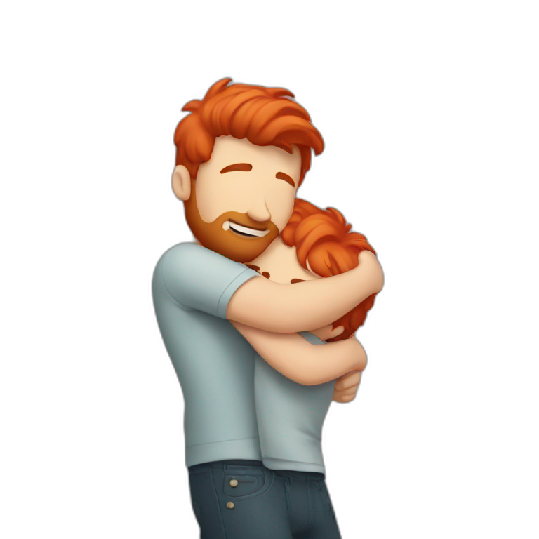 red haired man hugging emoji