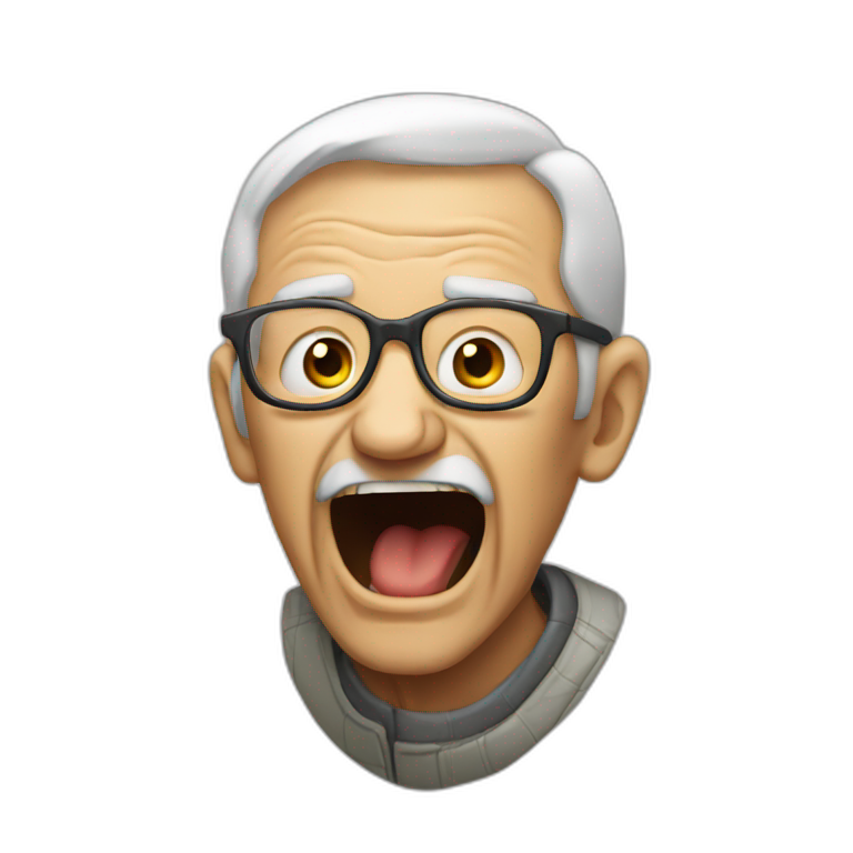 old man screams at code emoji