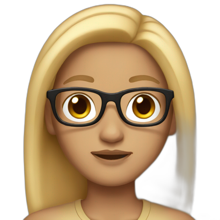 memoji, light skin, glasses, straight long hair emoji