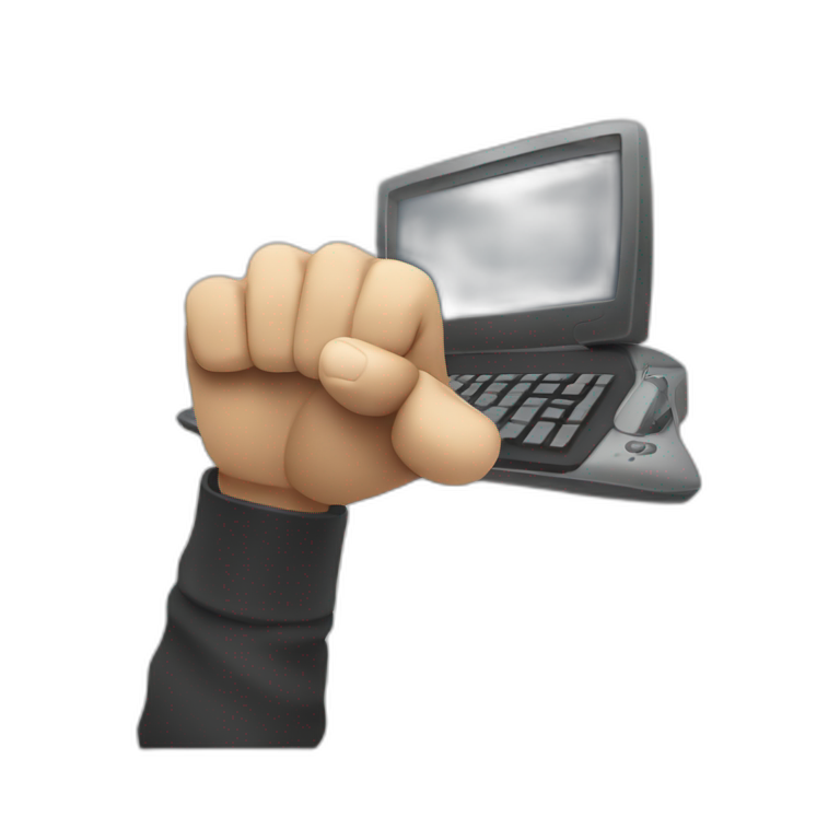someone slamming a computer keybaord with their fist emoji