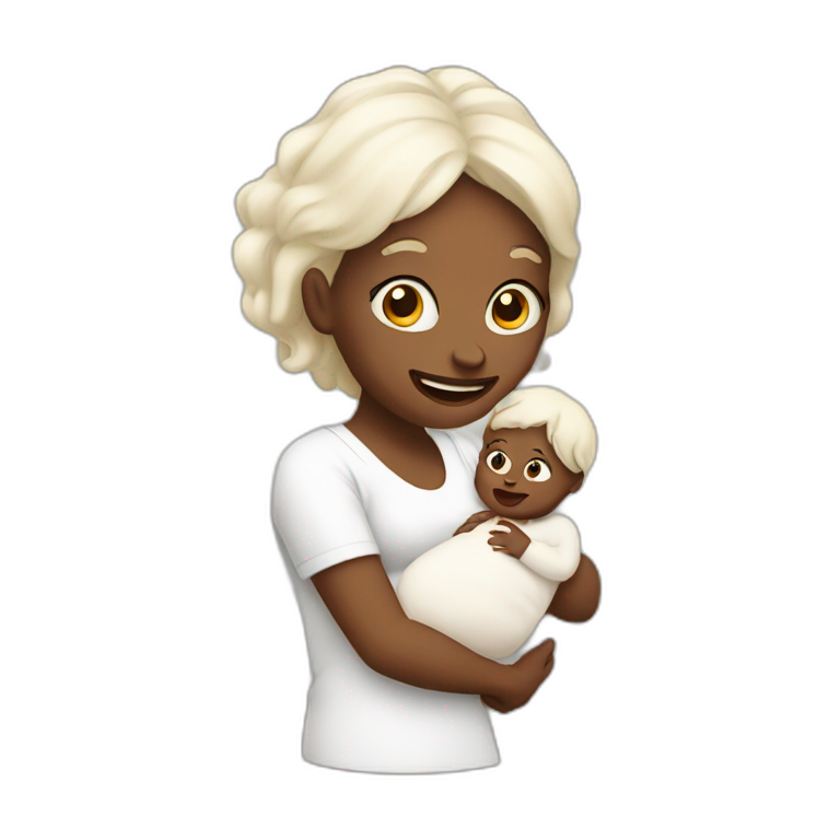 White Crazy mother with one baby emoji