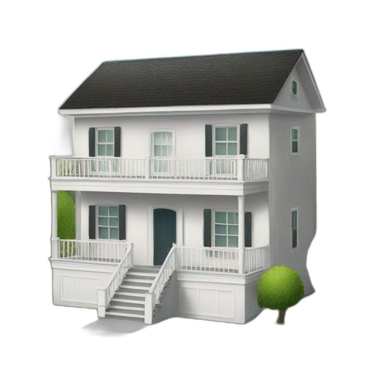 two-story house with white balcony emoji