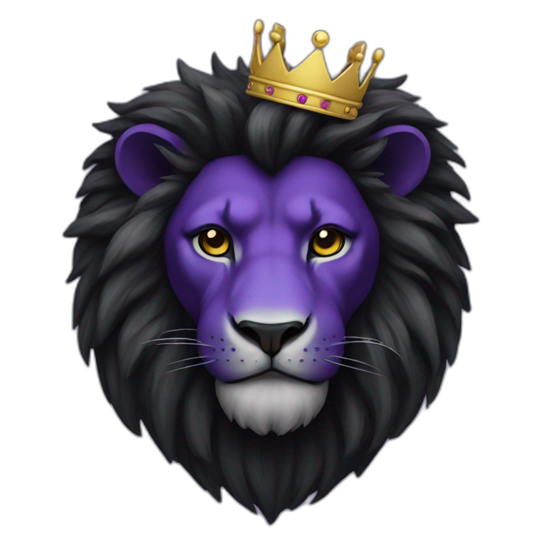 black purple Lion with crown emoji