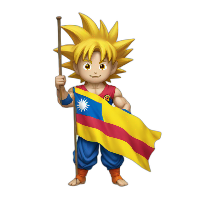 goku holding Ecuador's flag emoji