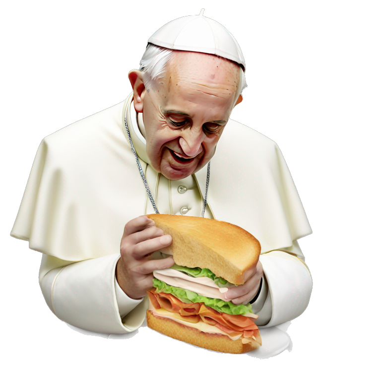 The pope eating a sandwich  emoji