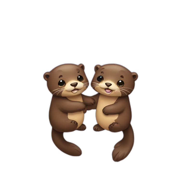 two otters holding hands emoji