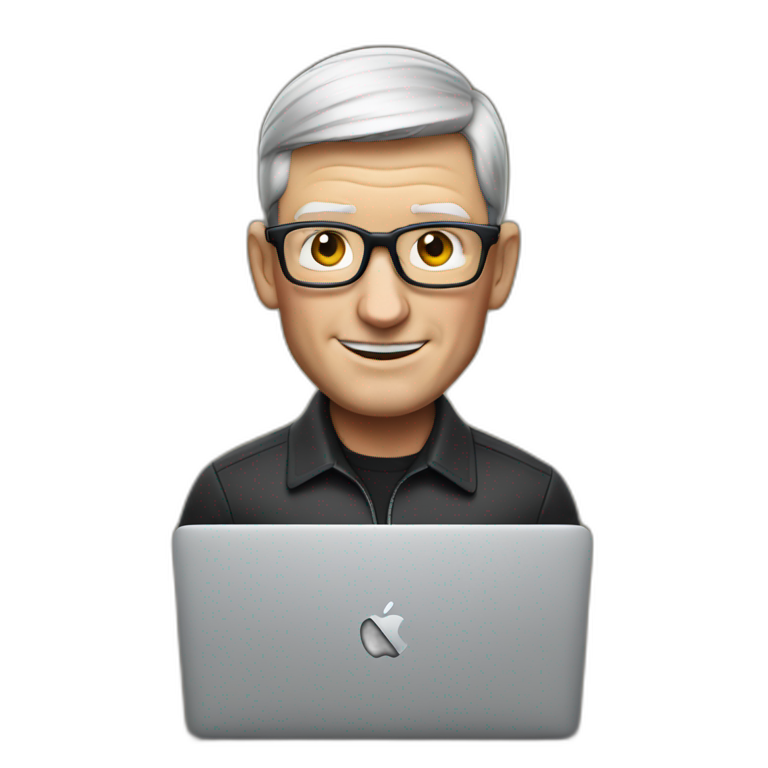 tim cook with a macbook pro emoji