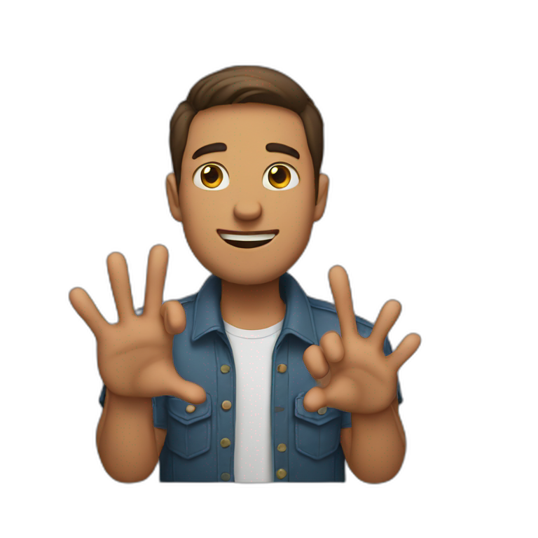 guy doing no hand gesture emoji