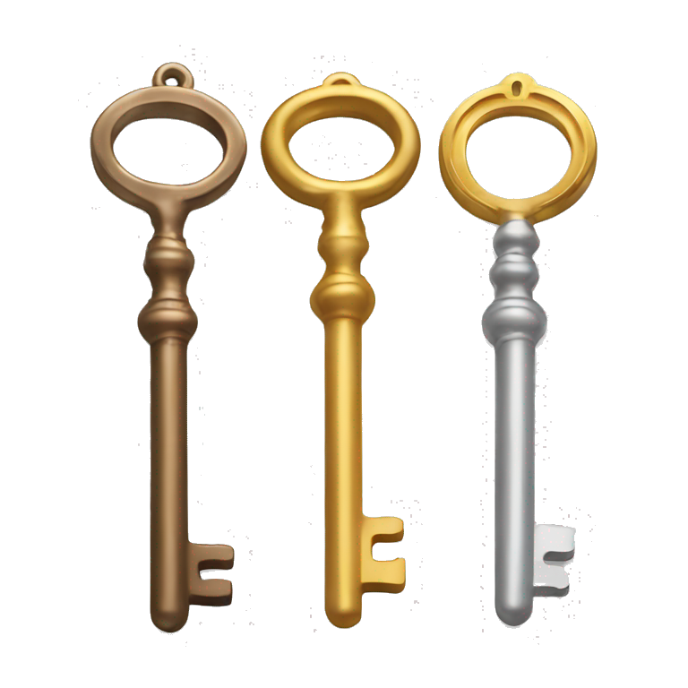 4 same keys but built of different materials: Bronze, silver, gold, dimond emoji
