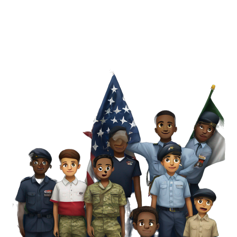 multiple boys in military uniform emoji