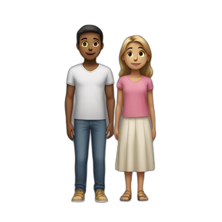 12 years old boy and girl standing next to each other emoji