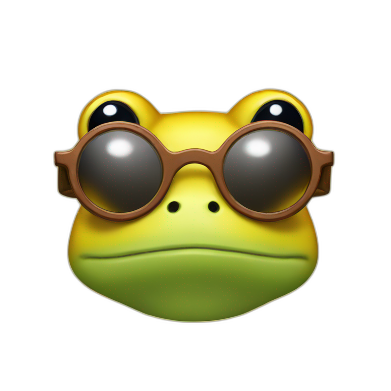 Yellow frog with glasses emoji