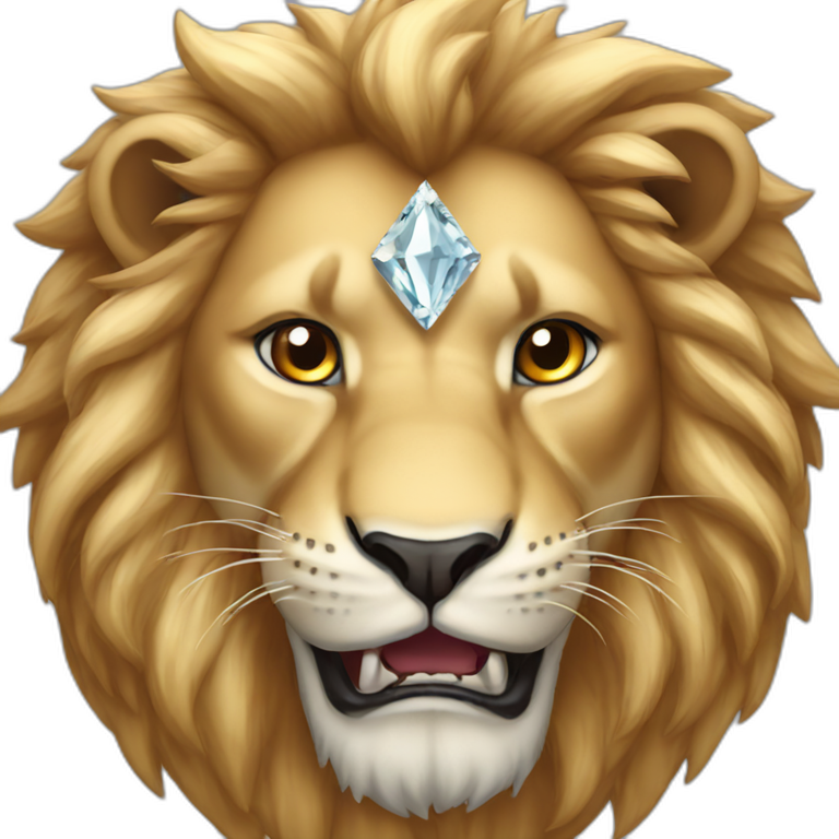 Roaring lion with diamond crown emoji