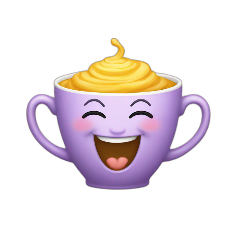 Laughing out loud teacup emoji