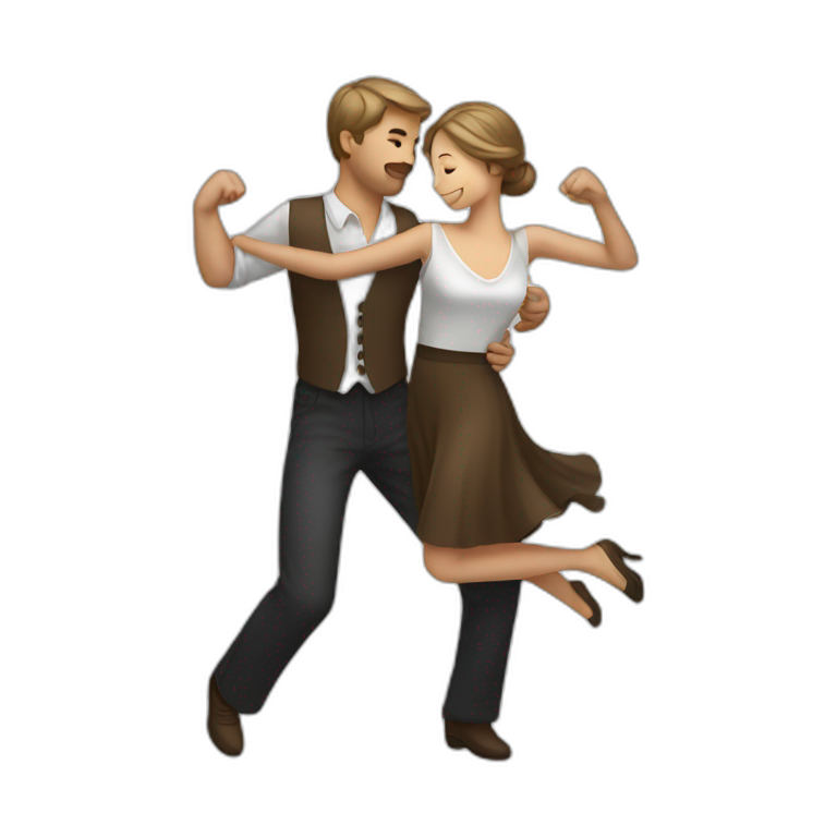 White brown hair couple dancing swing emoji