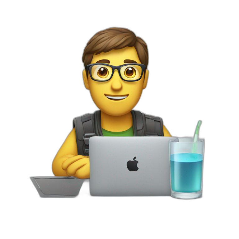 Programmer with glass and MacBook emoji