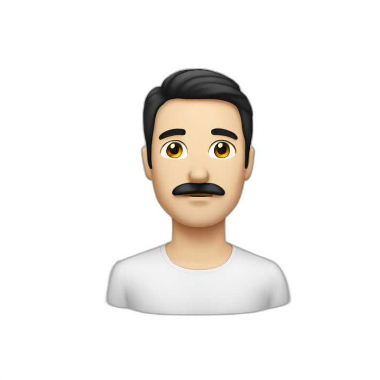 white man with moustache and black hair emoji