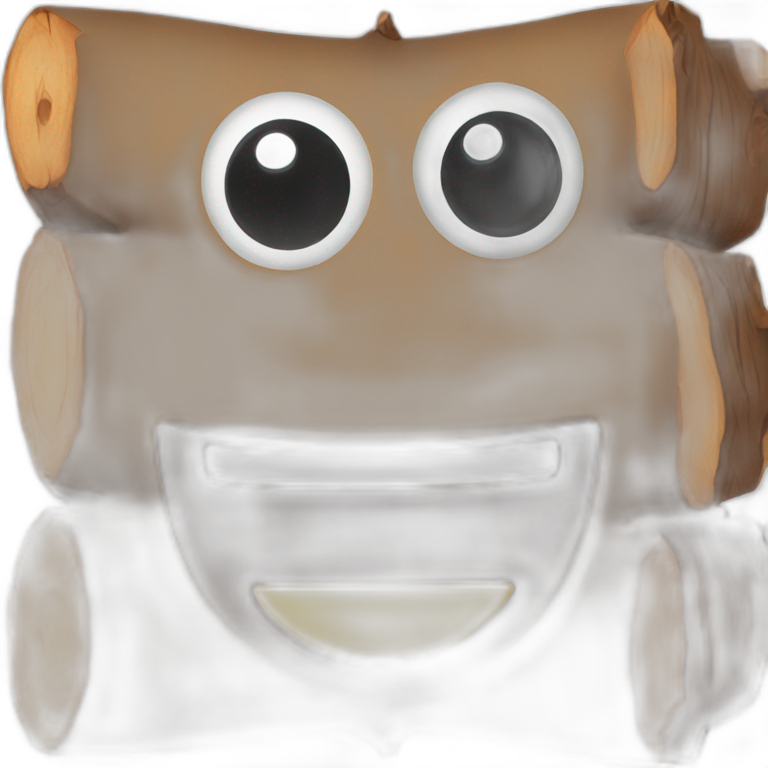Log emoji with goofy eyes and a big smile emoji