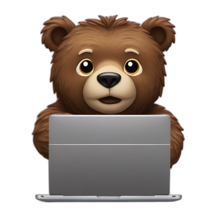 bear chain in screen of laptop emoji