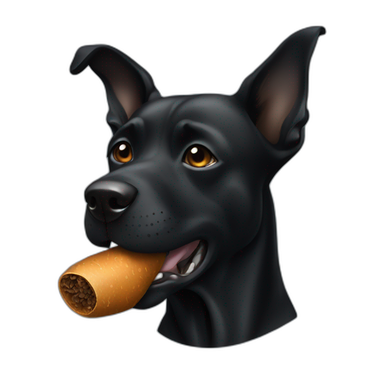 black dog smoking cigarette emoji