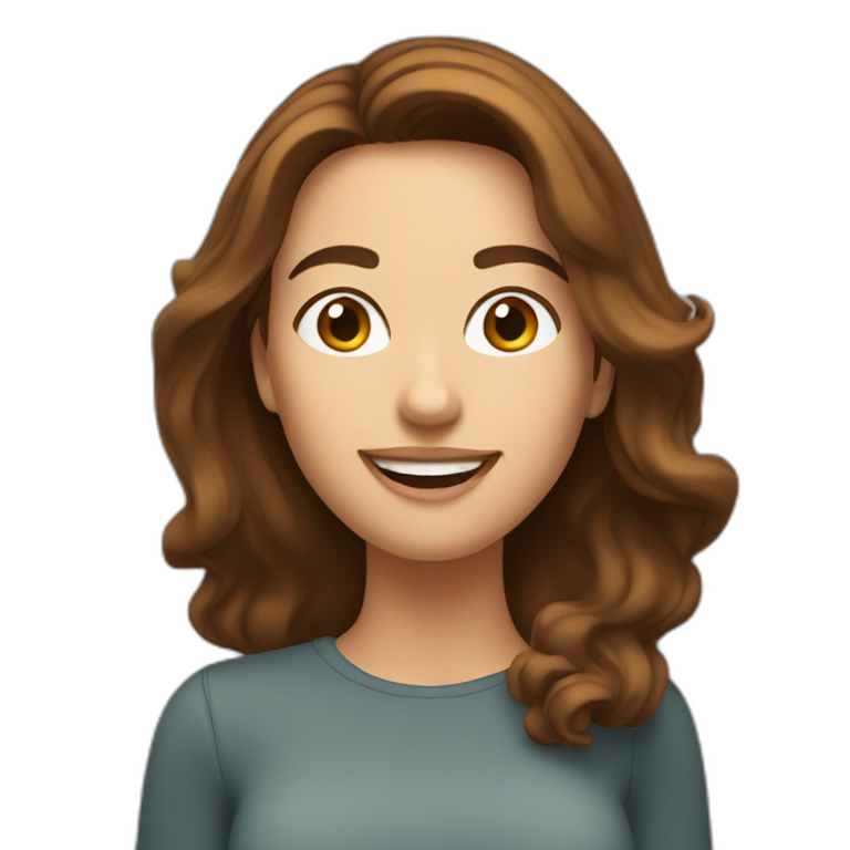 Happy Woman with Brown hair taking selfie emoji