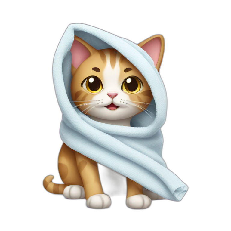 cat with a towel emoji