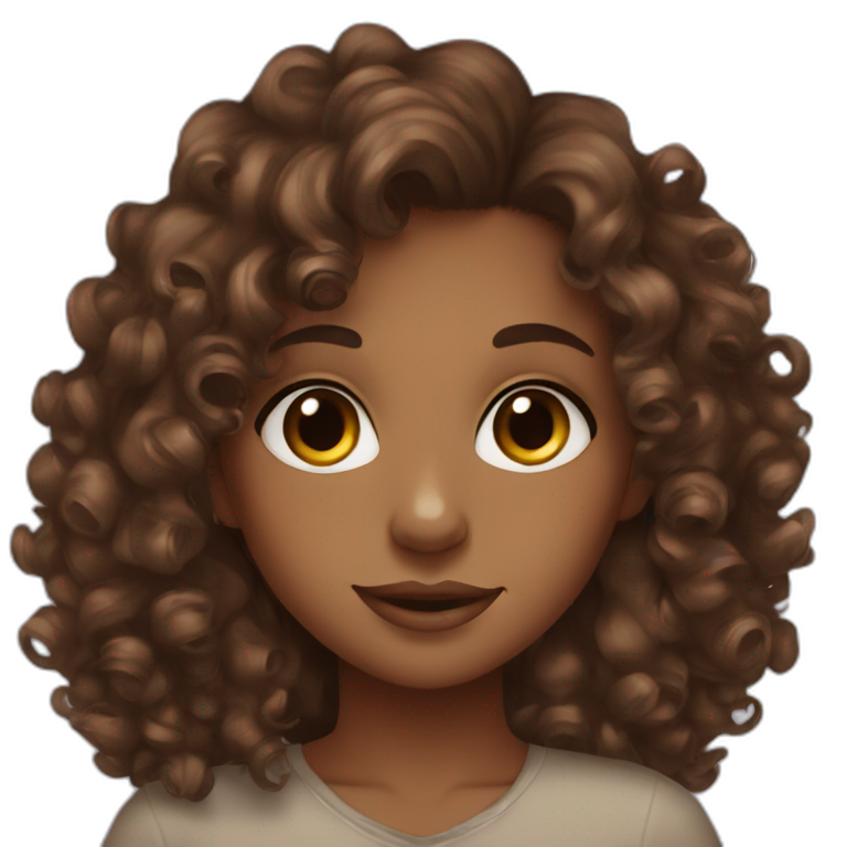 Brown girl curly hair brown eyes emoji