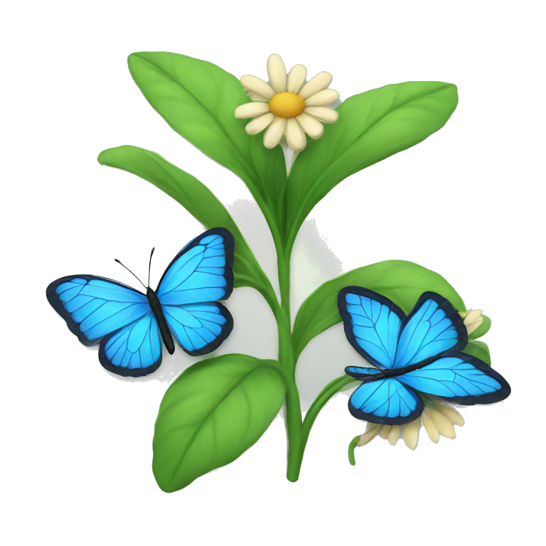 blue butterfly and flower emoji