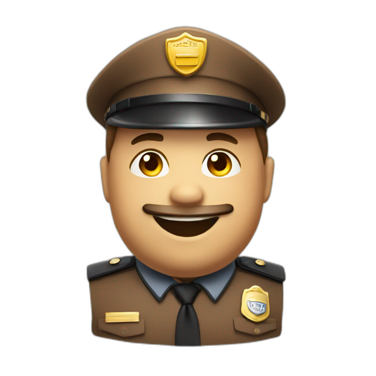 cute brown fat security guard smile emoji