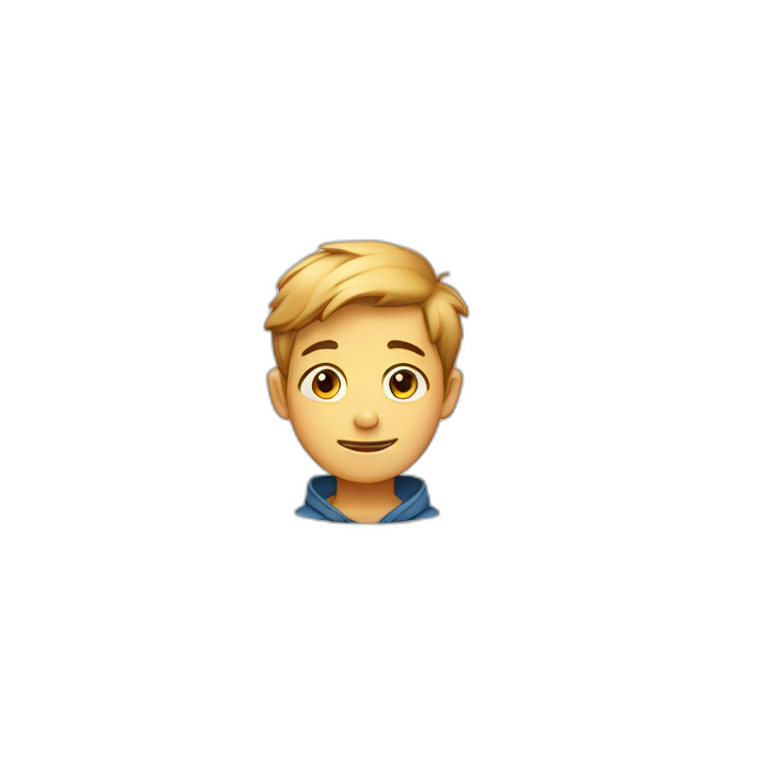 a boy with happy and sad emoji
