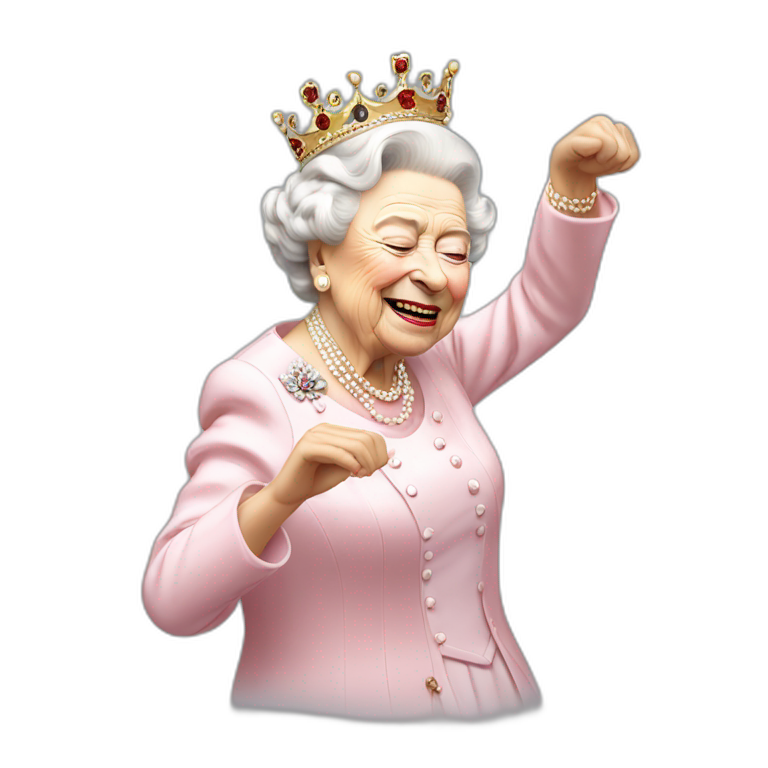 Queen Elizabeth II doing a dab emoji