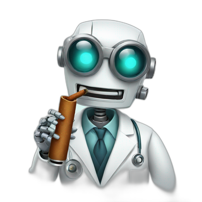 robot doctor smoking a cigar emoji