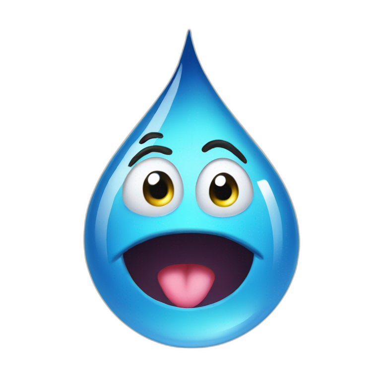 Water drop with mad face emoji