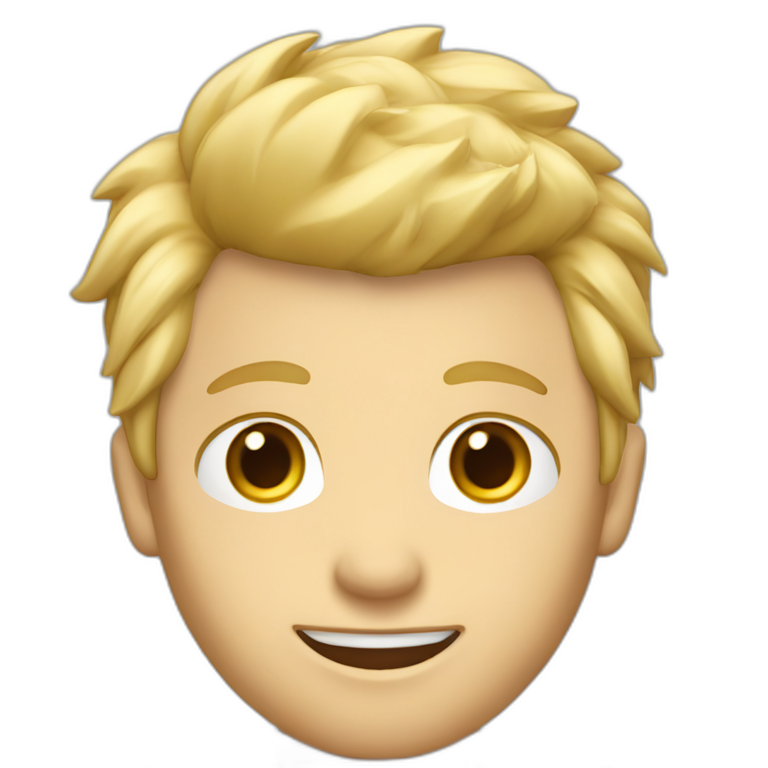 Blonde haired male Apple employee with faux hawk hair working in QA emoji
