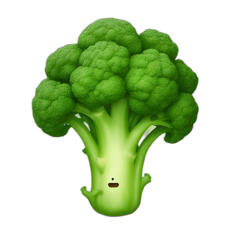 broccoli with a face emoji