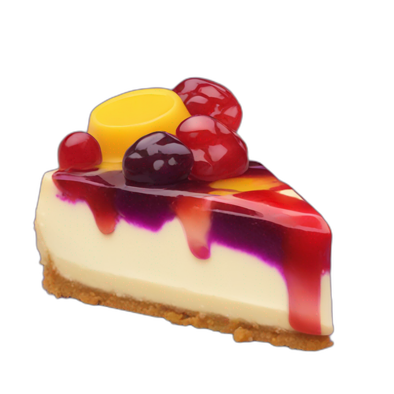 No bake cheesecake with 3 colored jams red dark purple and yellow  emoji