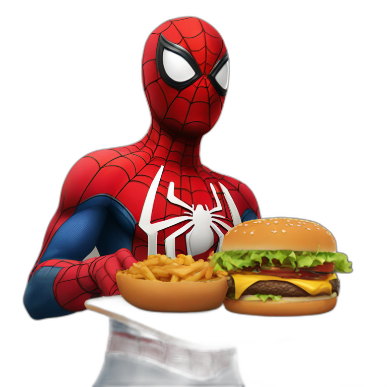 Spider-Man qui mange un hamburger emoji