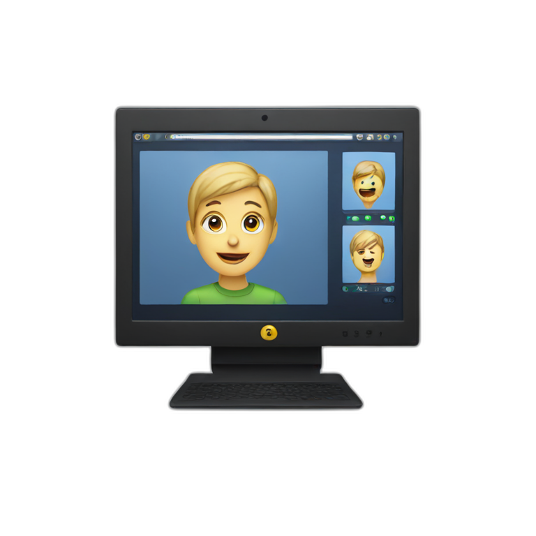 monitor with the video call on the screen emoji