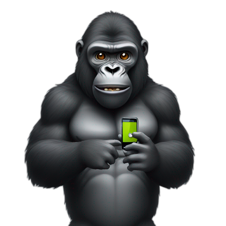 Gorilla holding an android phone emoji