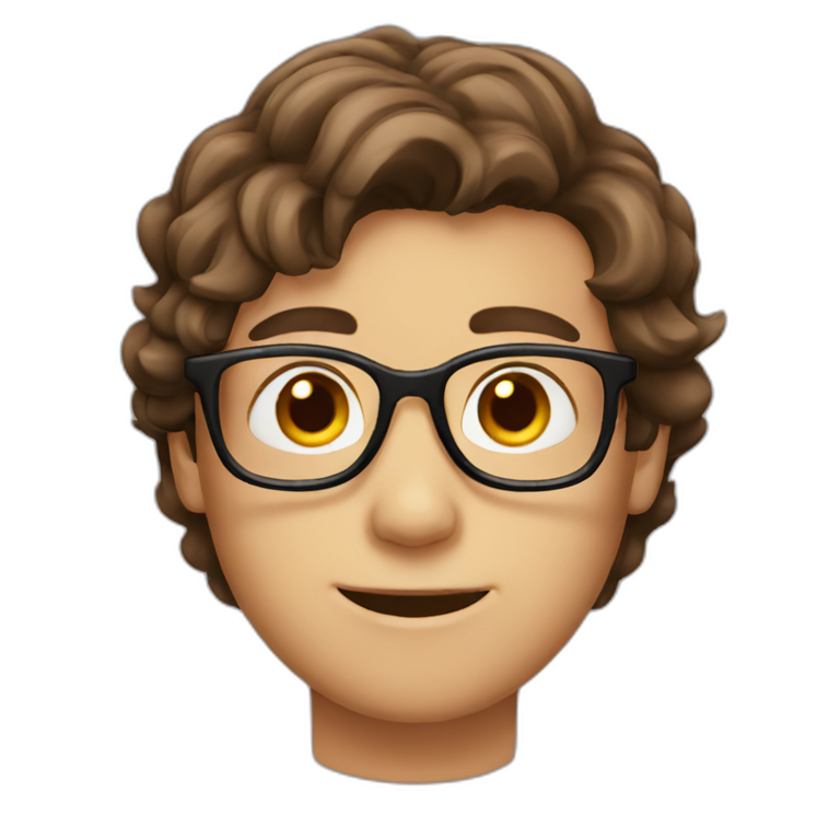 Brown hair boy with glasses emoji