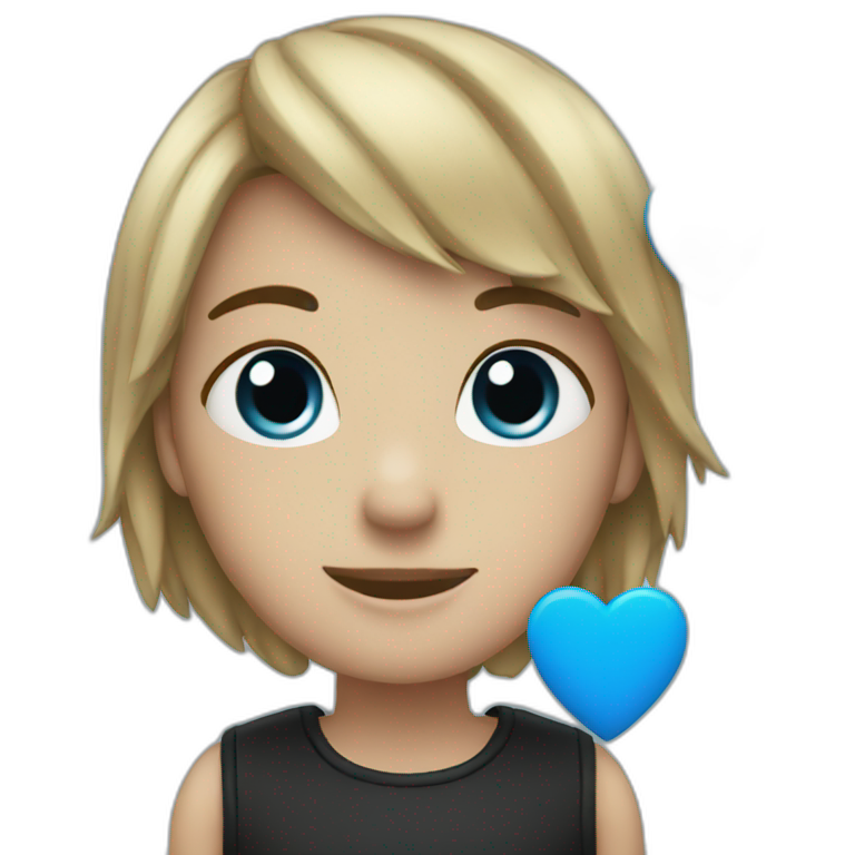 Blue And Black Color Heart emoji
