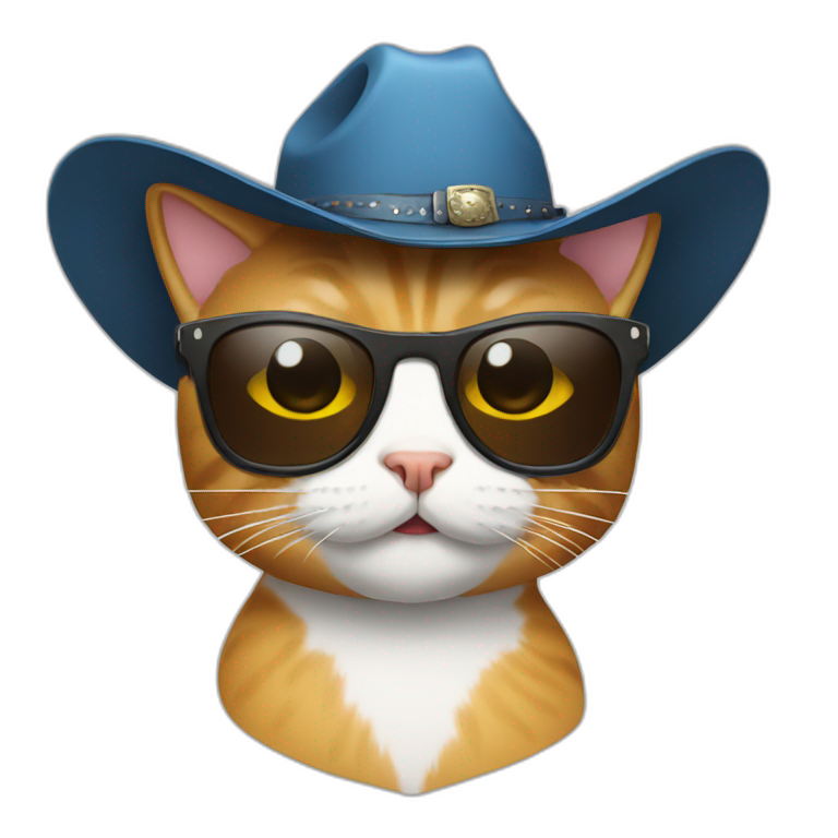 cat with sunglasses and cowboy hat emoji