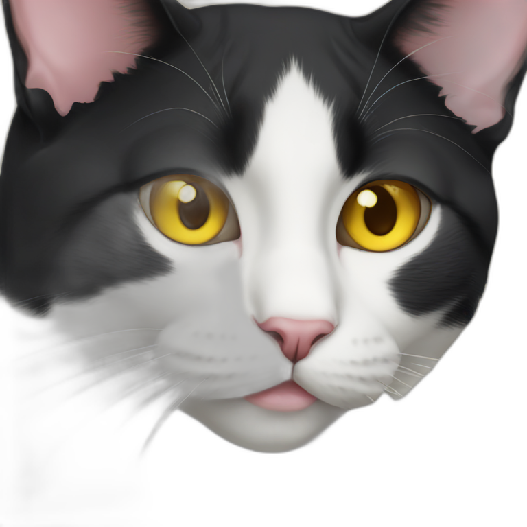 Tuxedo Cat with yellow eyes and dark nose emoji