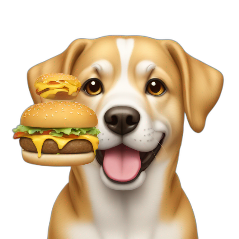 Chien qui mange un burger emoji