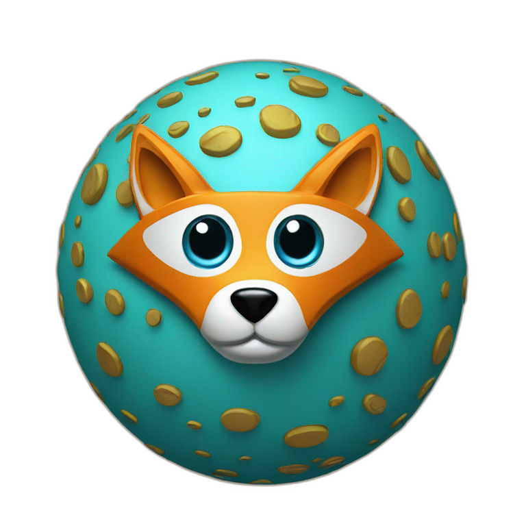 3d sphere with a cartoon Fox skin texture with Eye of Horus emoji