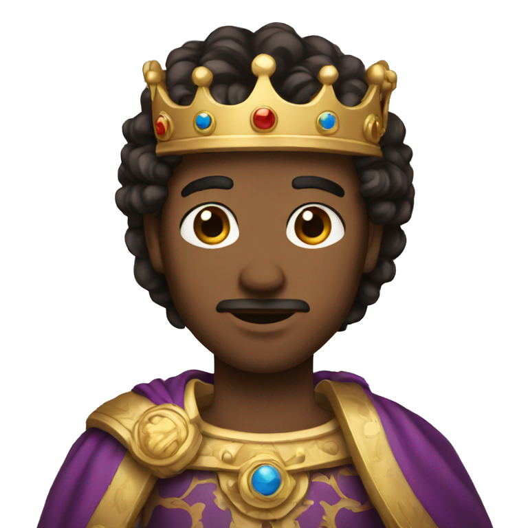 King with dark brown hair, brown eyes and light skin emoji