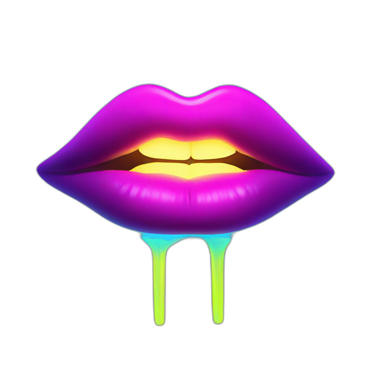 neon light lips emoji